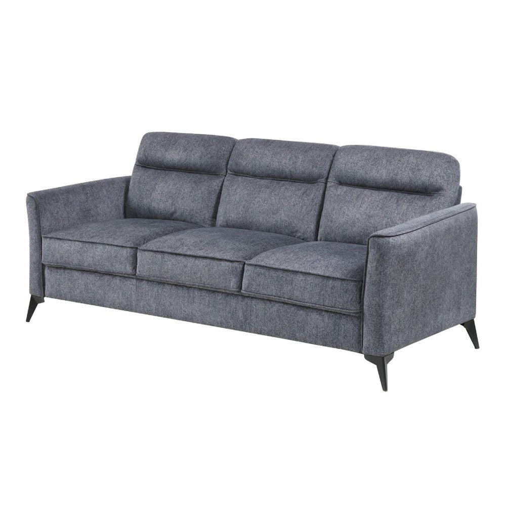Teli Sofa | Textured Dark Gray Microfiber | Black Metal Legs | 79"