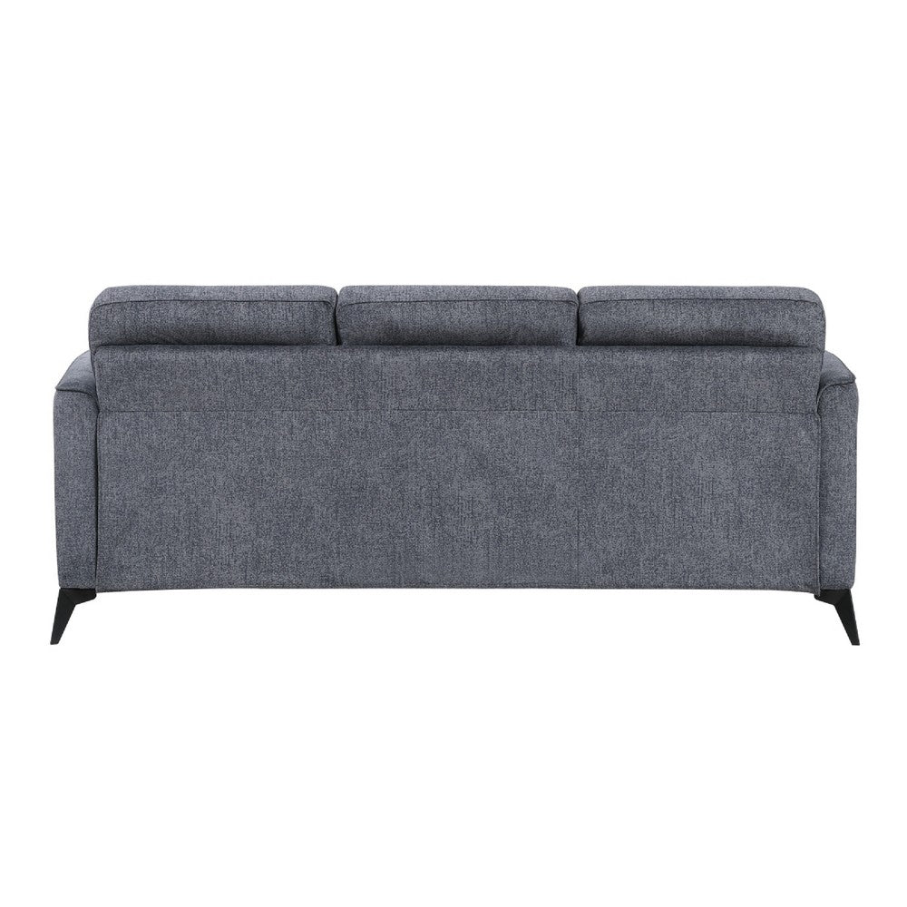 Teli Sofa | Textured Dark Gray Microfiber | Black Metal Legs | 79"