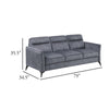 Teli Sofa | Textured Dark Gray Microfiber | Black Metal Legs | 79"