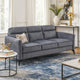 Teli Sofa | Textured Dark Gray Microfiber | Black Metal Legs | 79"