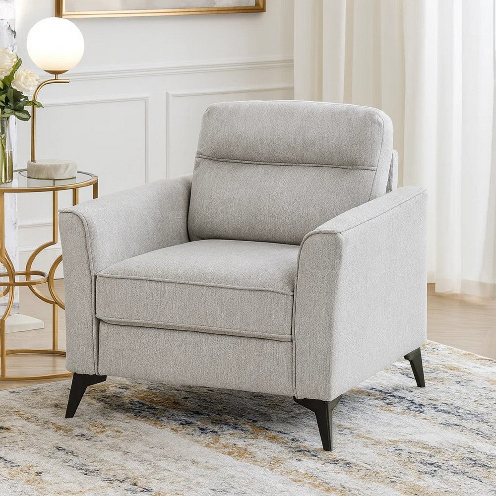 Teli Sofa Armchair | Light Tan Brown Microfiber | Black Metal Legs
