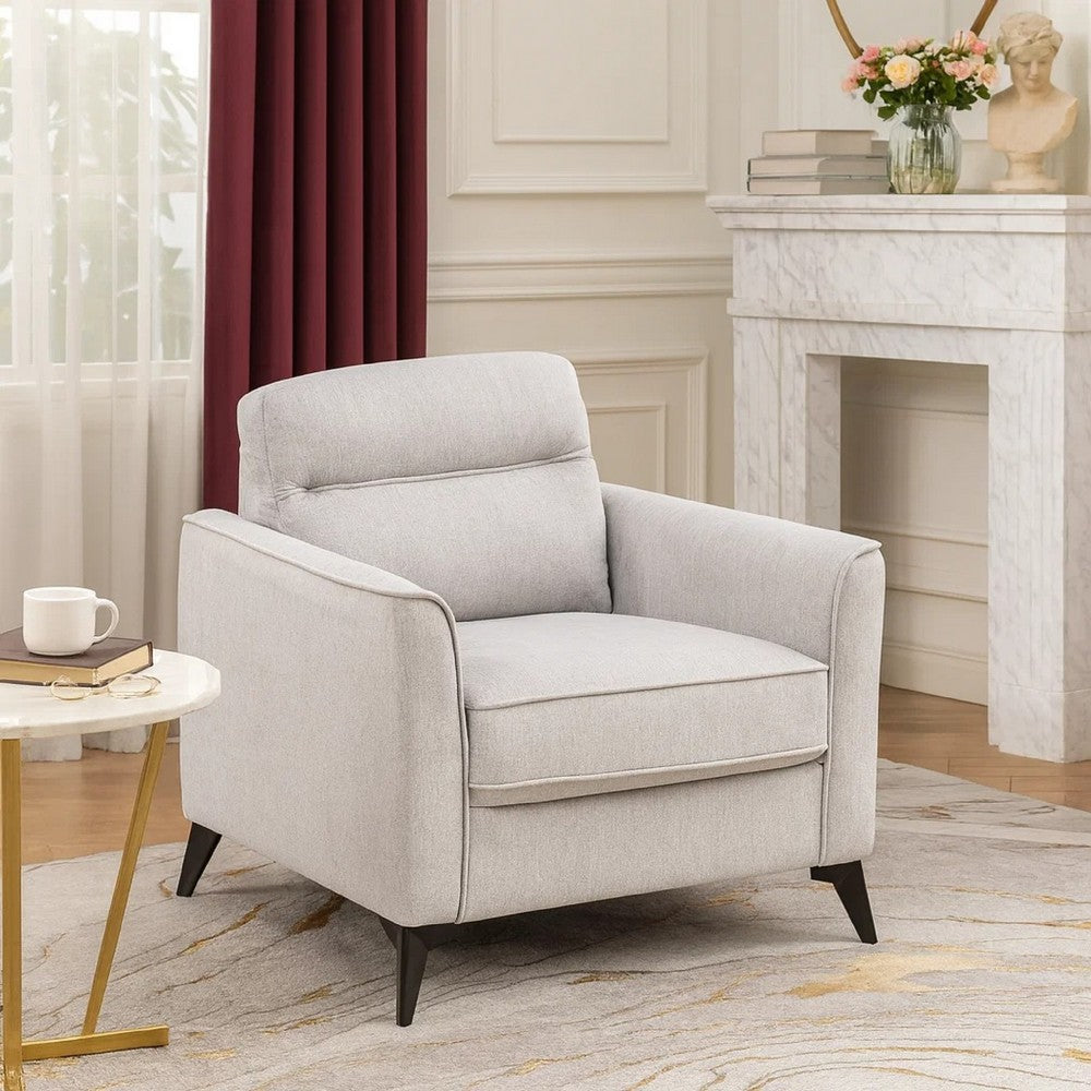 Teli Sofa Armchair | Light Tan Brown Microfiber | Black Metal Legs