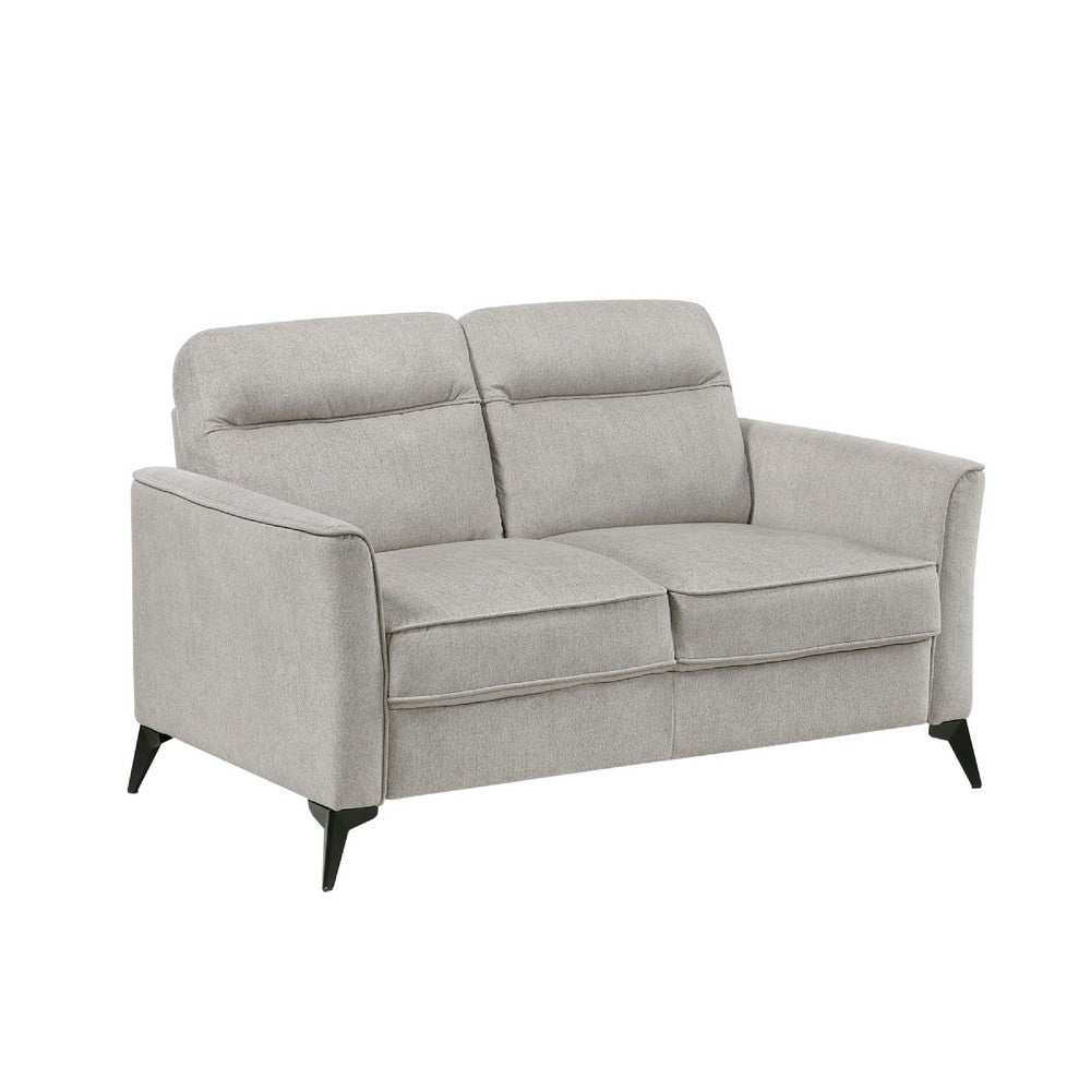 Teli Loveseat | Light Tan Brown Microfiber | Black Metal Legs | 57"