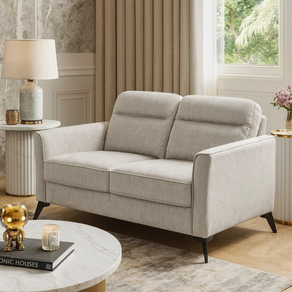 Teli Loveseat | Light Tan Brown Microfiber | Black Metal Legs | 57"