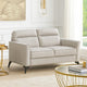 Teli Loveseat | Light Tan Brown Microfiber | Black Metal Legs | 57"