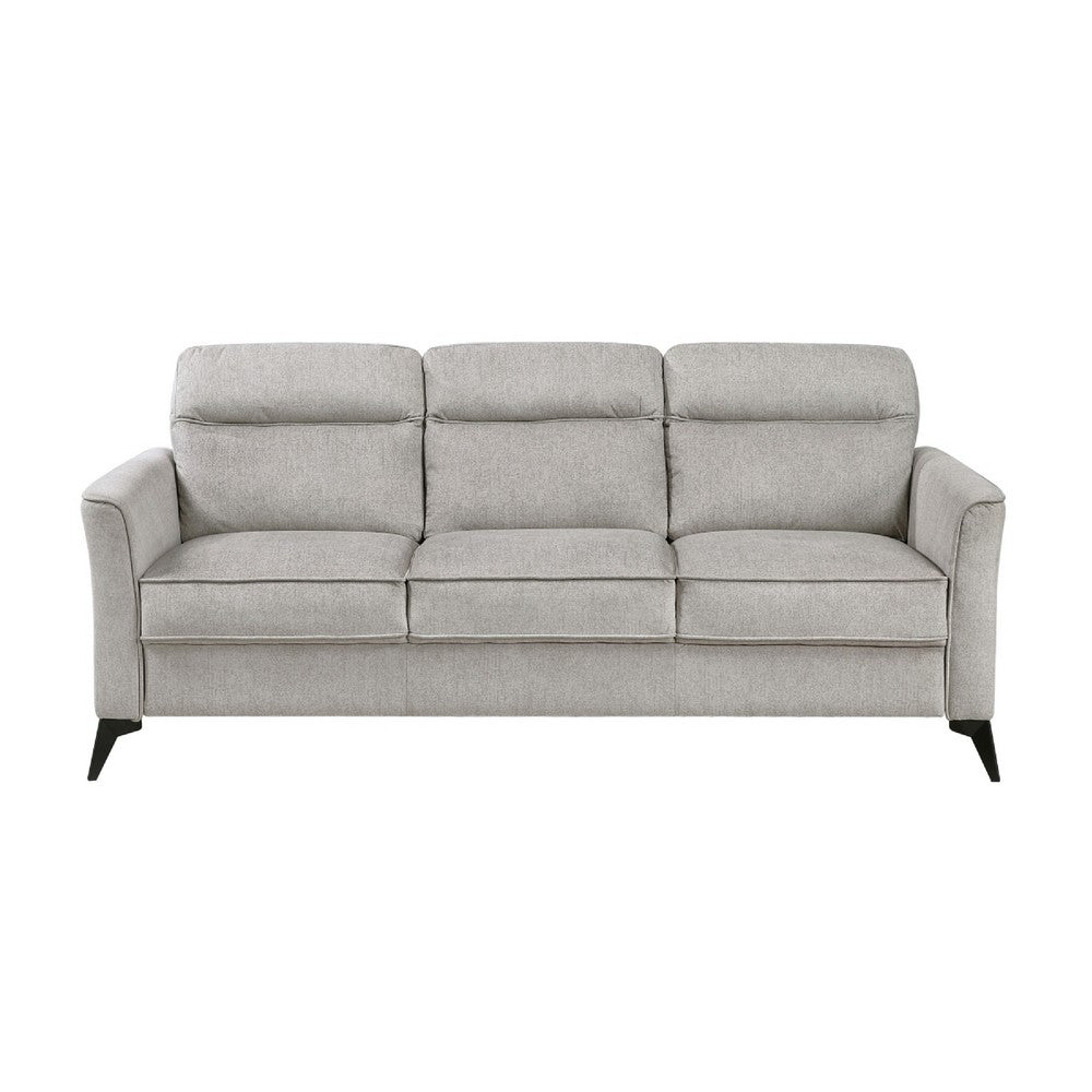 Teli Sofa | Light Tan Brown Microfiber | Black Metal Legs | 79"