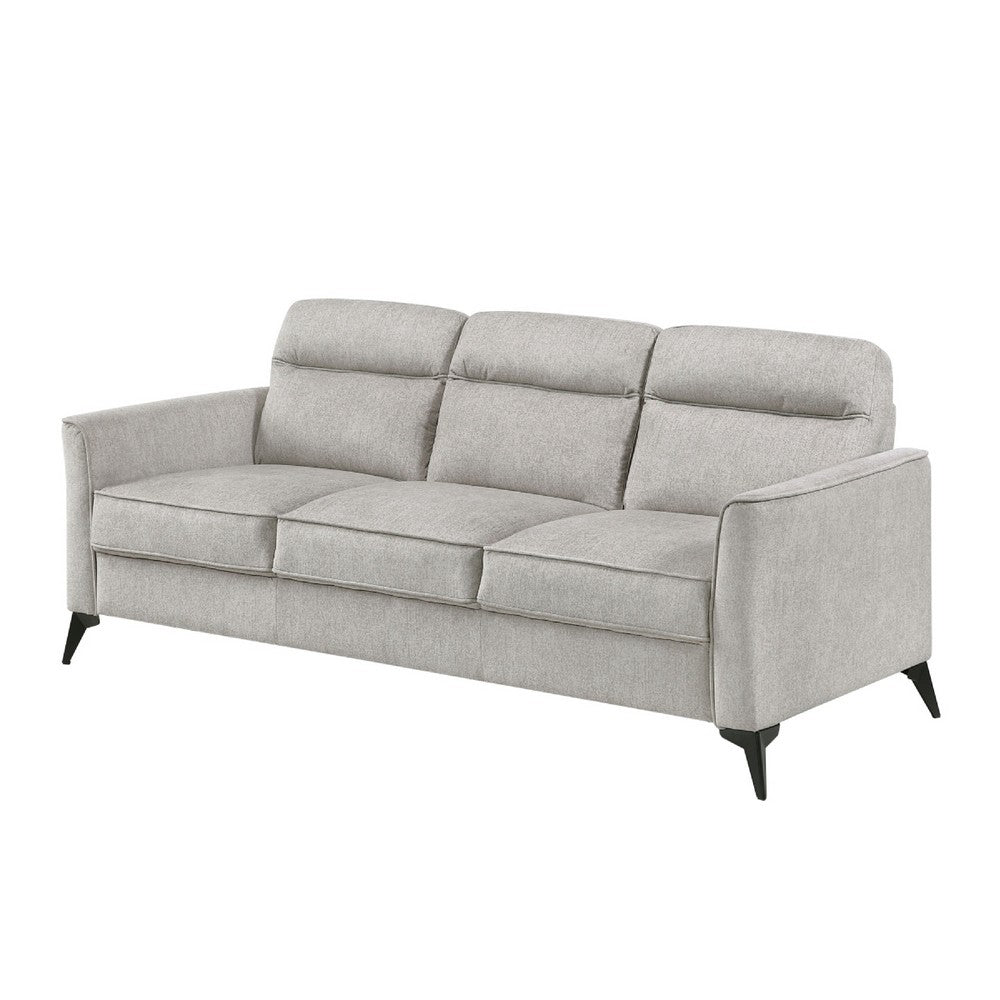 Teli Sofa | Light Tan Brown Microfiber | Black Metal Legs | 79"