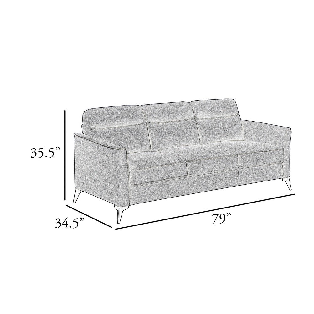 Teli Sofa | Light Tan Brown Microfiber | Black Metal Legs | 79"