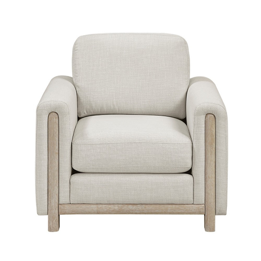 Lny Sofa Armchair | Beige Polyester Natural Brown Frame & Legs