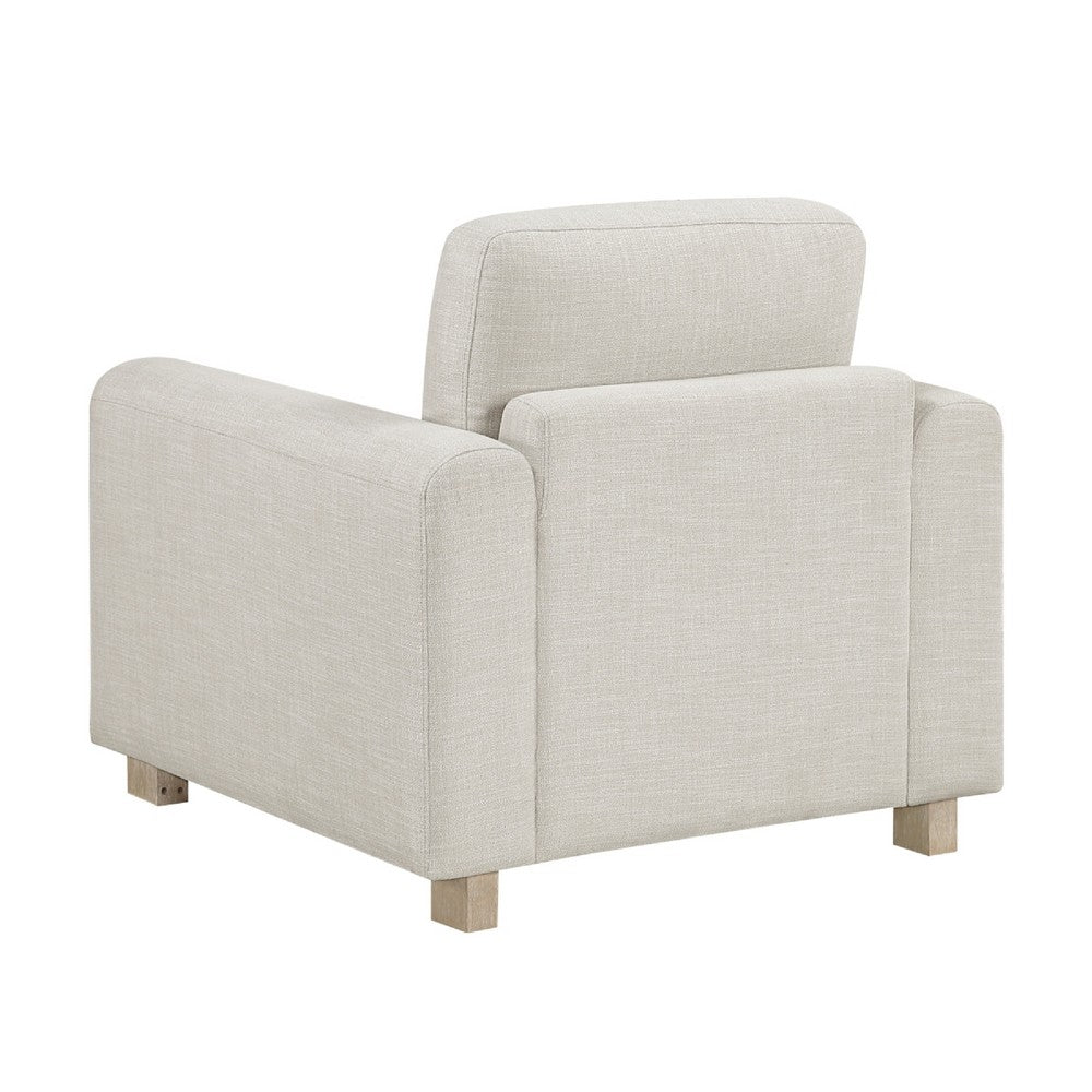 Lny Sofa Armchair | Beige Polyester Natural Brown Frame & Legs