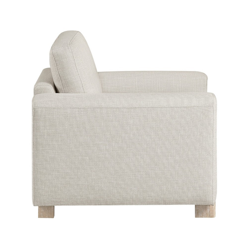 Lny Sofa Armchair | Beige Polyester Natural Brown Frame & Legs