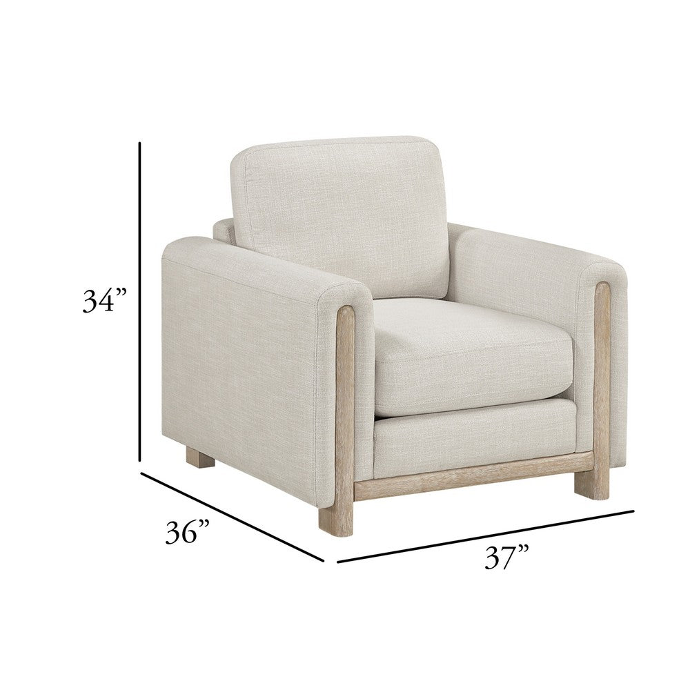 Lny Sofa Armchair | Beige Polyester Natural Brown Frame & Legs