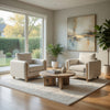 Lny Sofa Armchair | Beige Polyester Natural Brown Frame & Legs