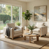 Lny Sofa Armchair | Beige Polyester Natural Brown Frame & Legs
