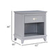 Sely Nightstand | Open Cubby & Drawer | Nickel Handle | Gray | 26"
