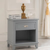 Sely Nightstand | Open Cubby & Drawer | Nickel Handle | Gray | 26"