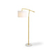 Floor Lamp | Round Linen Shade | 61" Gold Metal & White Marble Base