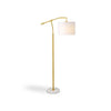 Floor Lamp | Round Linen Shade | 61" Gold Metal & White Marble Base