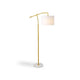 Floor Lamp | Round Linen Shade | 61" Gold Metal & White Marble Base