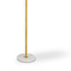 Floor Lamp | Round Linen Shade | 61" Gold Metal & White Marble Base