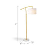 Floor Lamp | Round Linen Shade | 61" Gold Metal & White Marble Base
