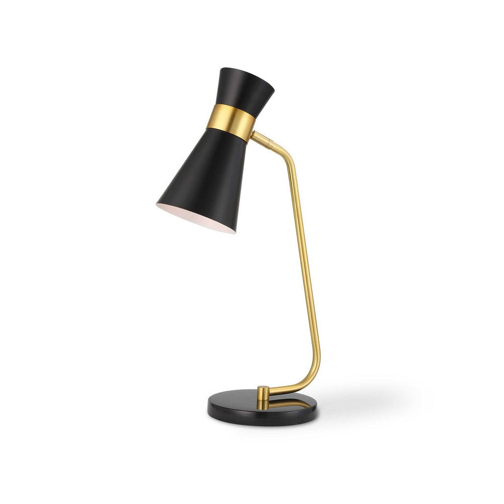 Kemy Desk Lamp w Pivoting Shade | Marble Base | Black & Gold | 22"