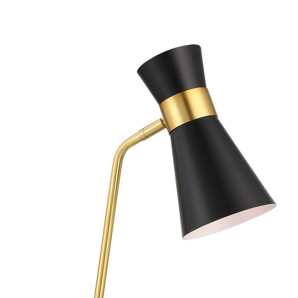 Kemy Desk Lamp w Pivoting Shade | Marble Base | Black & Gold | 22"