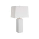 Table Lamp | Linen Shade | 3D Diamond Knob Gloss White Ceramic | 25"