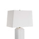 Table Lamp | Linen Shade | 3D Diamond Knob Gloss White Ceramic | 25"