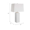 Table Lamp | Linen Shade | 3D Diamond Knob Gloss White Ceramic | 25"