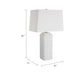 Table Lamp | Linen Shade | 3D Diamond Knob Gloss White Ceramic | 25"