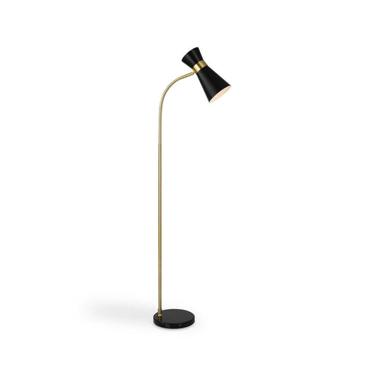 Kemy Floor Lamp w Pivoting Shade | Marble Base | Black & Gold | 62"