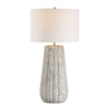 Table Lamp | Weathered Stone Gray Ceramic | White Linen Shade 28"
