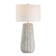 Table Lamp | Weathered Stone Gray Ceramic | White Linen Shade 28"