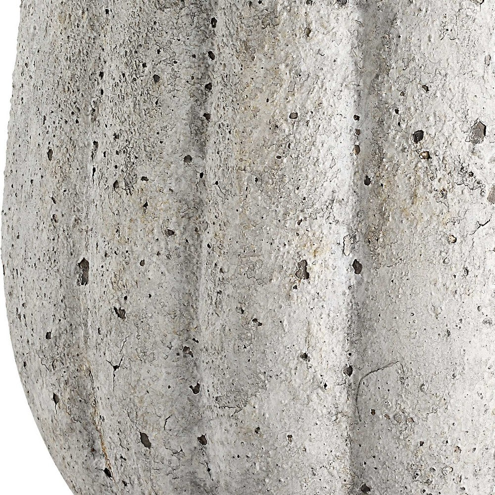 Table Lamp | Weathered Stone Gray Ceramic | White Linen Shade 28"