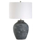 Table Lamp | Off White Linen Shade | Weathered Black Urn Body | 24"