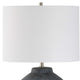 Table Lamp | Off White Linen Shade | Weathered Black Urn Body | 24"