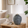 Table Lamp | Off White Linen Shade | Weathered Black Urn Body | 24"