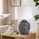 Table Lamp | Off White Linen Shade | Weathered Black Urn Body | 24"
