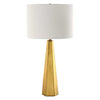 Table Lamp | White Linen Shade | Gold Ceramic Geometric Base | 28"