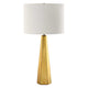 Table Lamp | White Linen Shade | Gold Ceramic Geometric Base | 28"