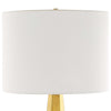 Table Lamp | White Linen Shade | Gold Ceramic Geometric Base | 28"