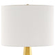Table Lamp | White Linen Shade | Gold Ceramic Geometric Base | 28"
