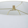 Table Lamp | White Linen Shade | Gold Ceramic Geometric Base | 28"