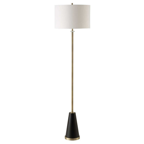 Gek Floor Lamp | Off White Linen Shade | Black Tapered Base | 63"