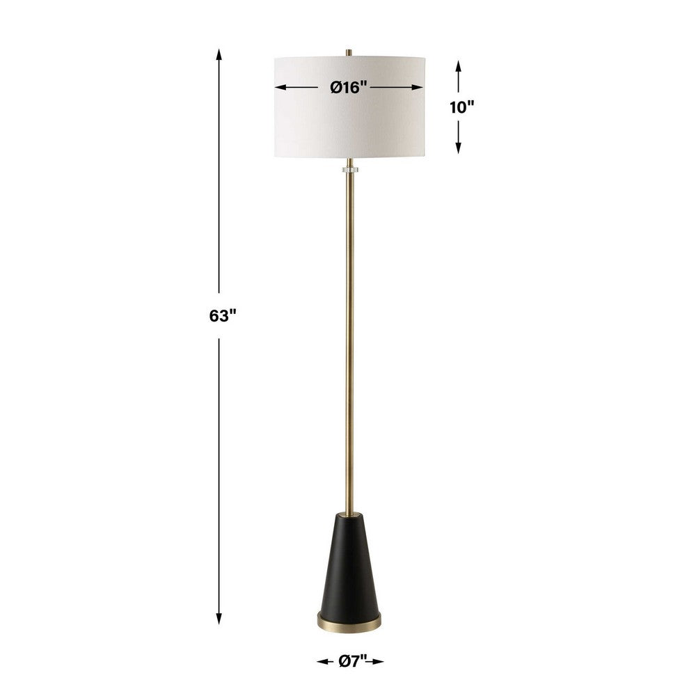 Gek Floor Lamp | Off White Linen Shade | Black Tapered Base | 63"