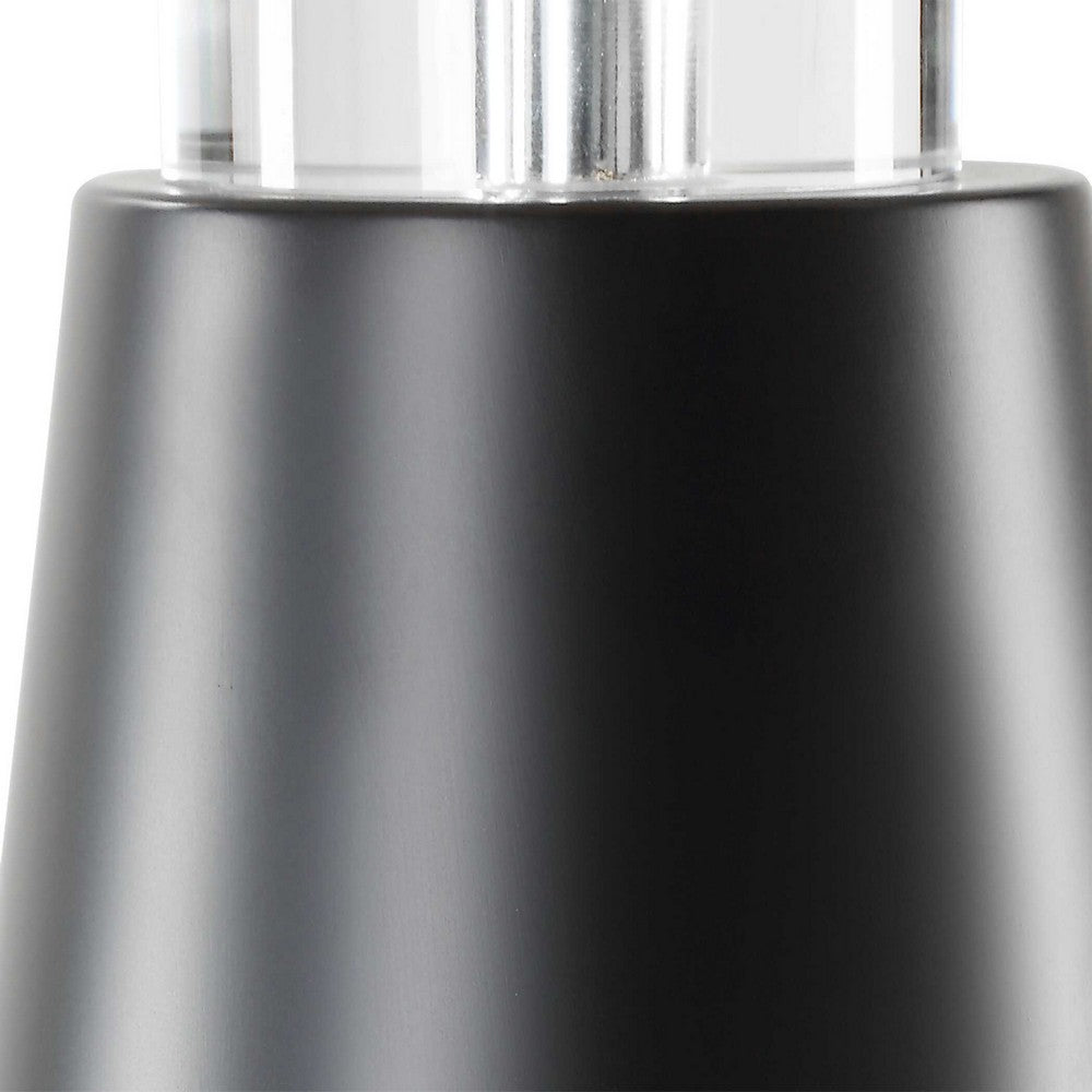 Gek Table Lamp | Off White Linen Shade | Black Tapered Base | 28"