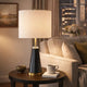 Gek Table Lamp | Off White Linen Shade | Black Tapered Base | 28"