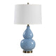 Roe Table Lamp | White Linen Shade | Blue Gourd Ceramic Body | 26"