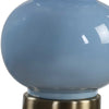 Roe Table Lamp | White Linen Shade | Blue Gourd Ceramic Body | 26"